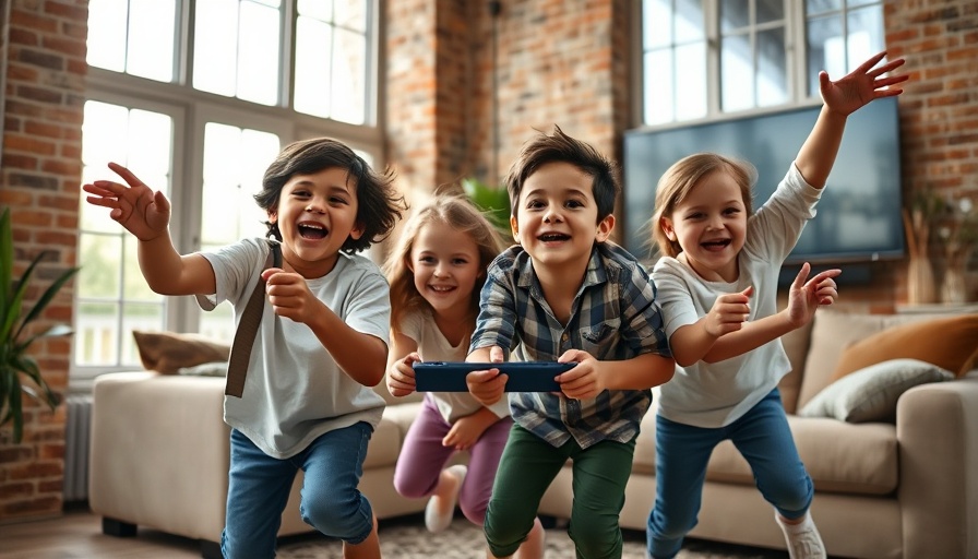 Children enjoying a video game in a cozy living room, Video Game Identifies Autistic Children.