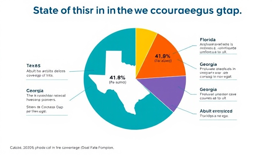 Pie chart showing adults in coverage gap by state, related to senior benefits medical insurance Muskegon.