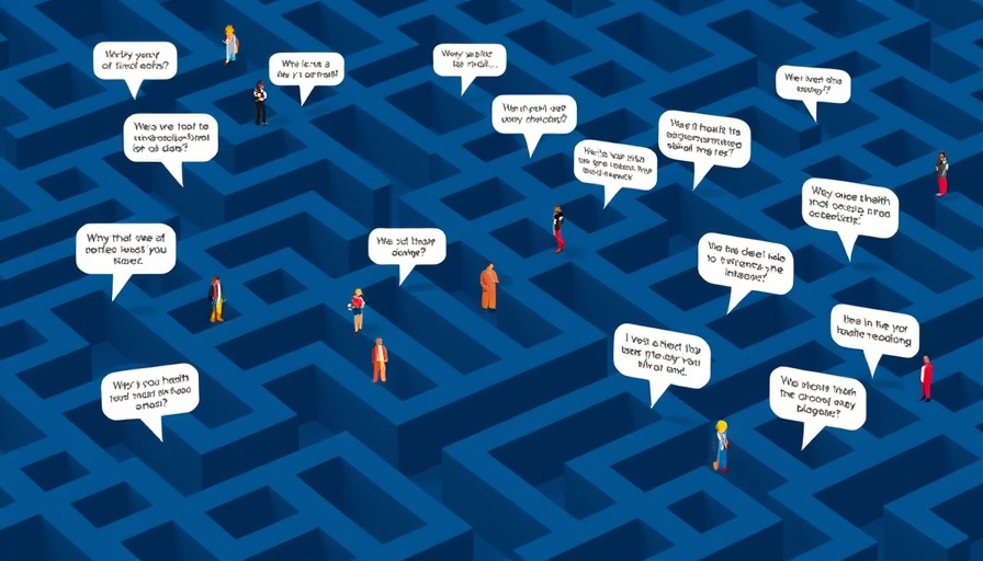 Health insurance complexities illustrated with maze and questions.