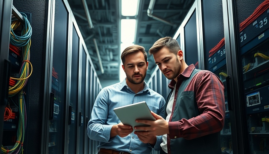 Technicians analyzing data on tablet in server room, Oracle Stock Potential.