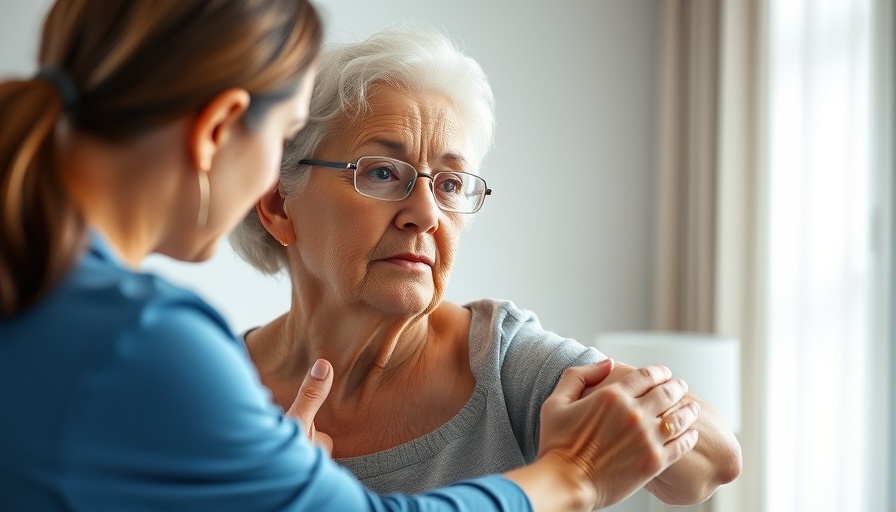 Senior woman receiving shoulder therapy, common senior health issues.