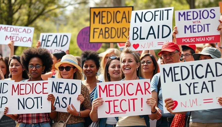 Protesters at a rally holding signs to preserve Medicaid, outdoors.