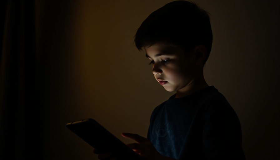 Silhouetted boy focused on tablet, highlighting autism awareness.
