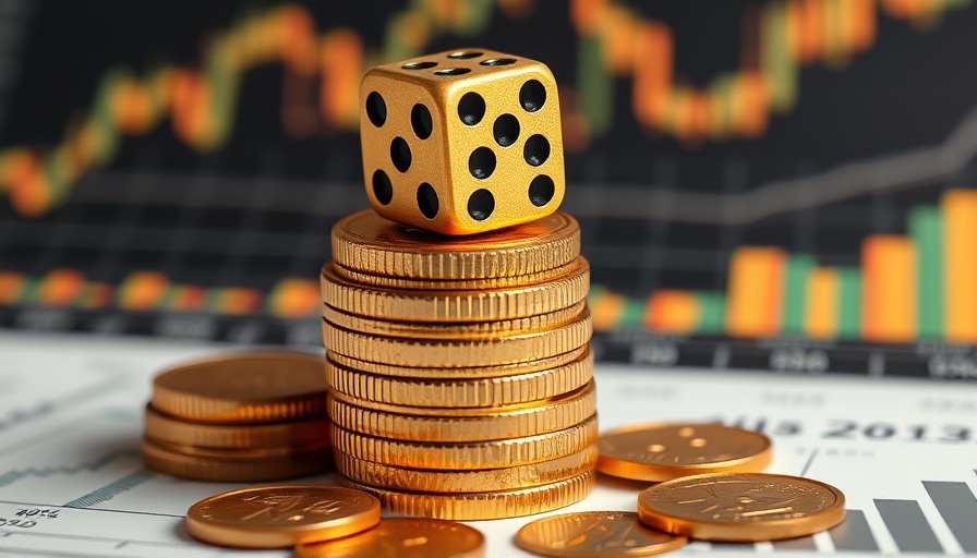 Coins and dice on financial chart reflecting VICI Properties annual dividends.