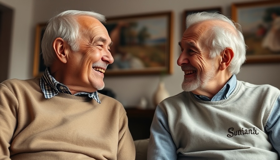 Heartfelt moment between elderly men highlighting increasing senior population in Pinellas County.
