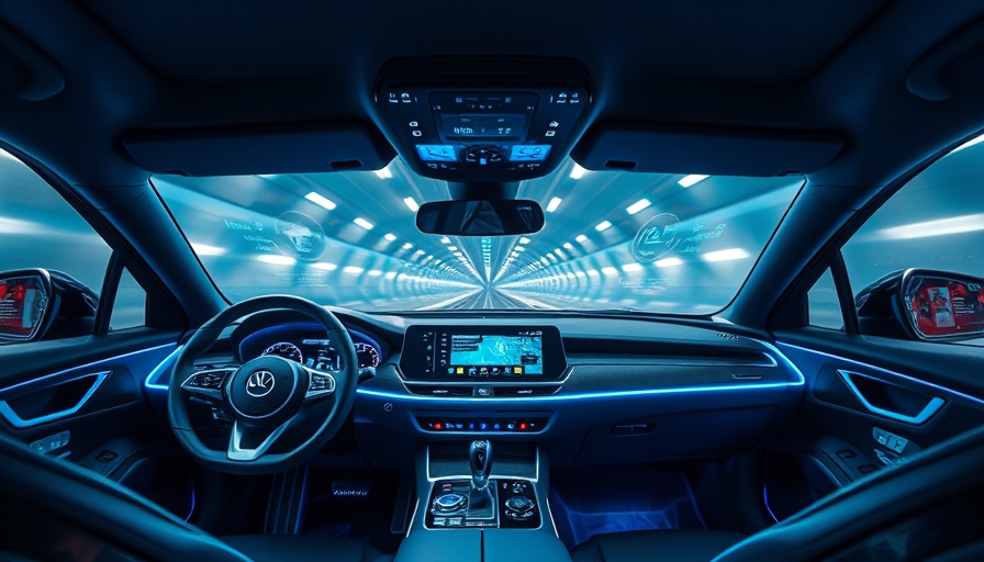 Futuristic car interior with AI tech holographics, SOUN stock context.