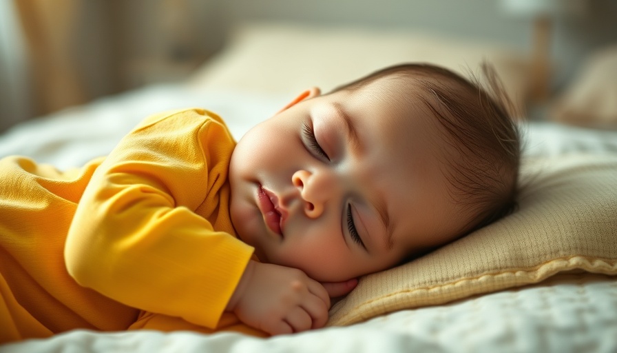 Sleeping baby in yellow outfit showcasing peaceful sleep, Babies Sleep Autism Traits.
