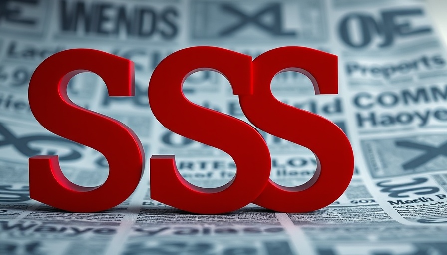 Large red 'SS' letters over blurred newspaper, news theme.