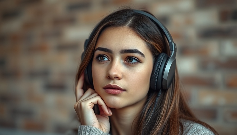 Calm young woman with headphones exemplifies an authentic portrayal of autism.