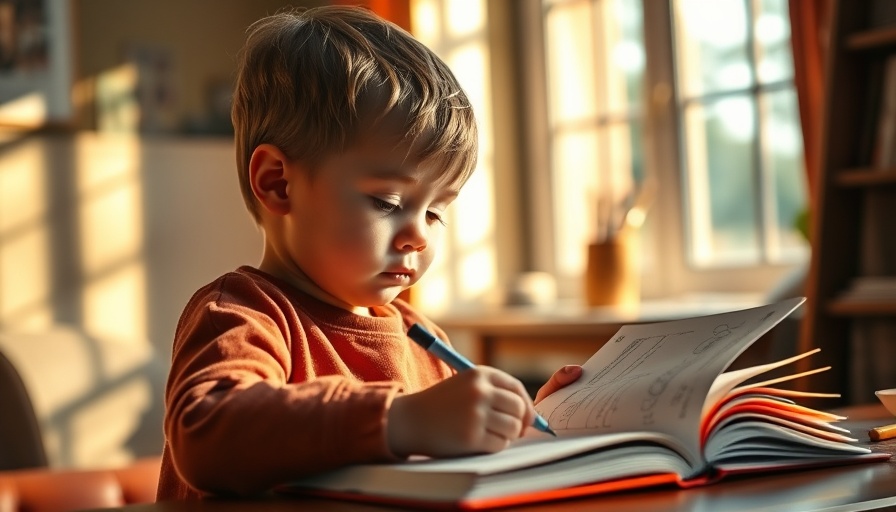 Child coloring in workbook, autism diagnosis checklist Muskegon context.