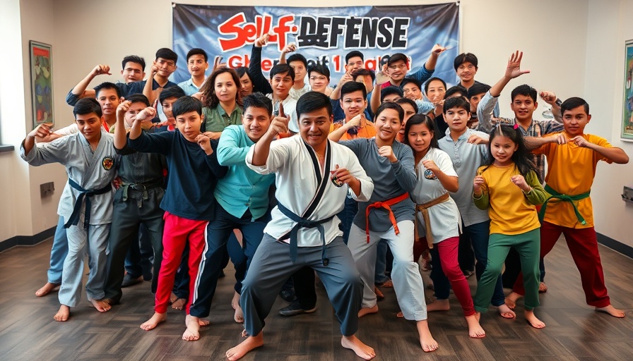 Youth group learning at self-defense training program event