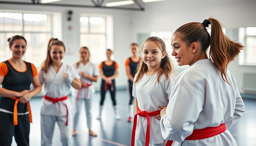 Girls Self-Defense Summer Camp participants posing in training room.