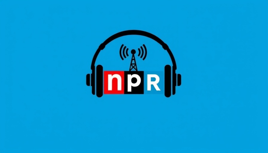 NPR logo with headphones and signal in blue.