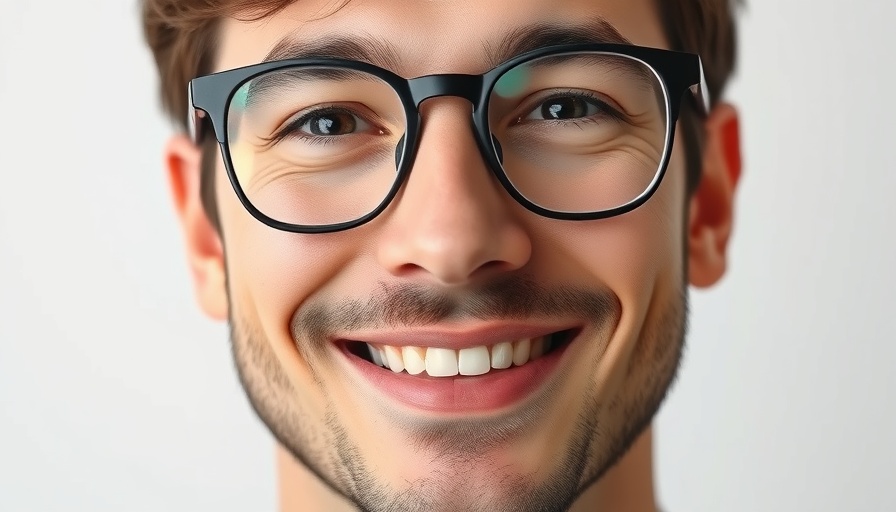 Close-up of a smiling man wearing glasses related to Social Security disability benefits eligibility.