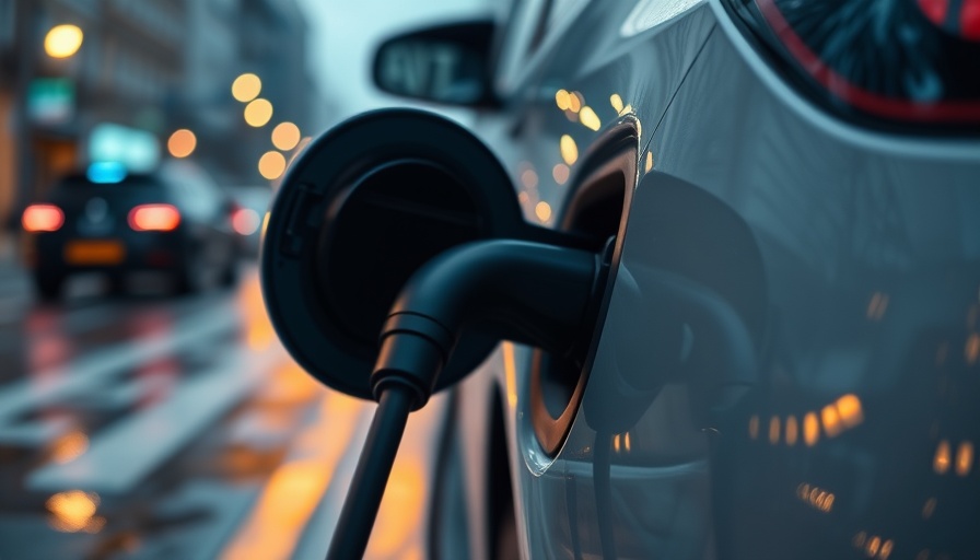 Electric car charging on rainy city street, senior care solutions Muskegon