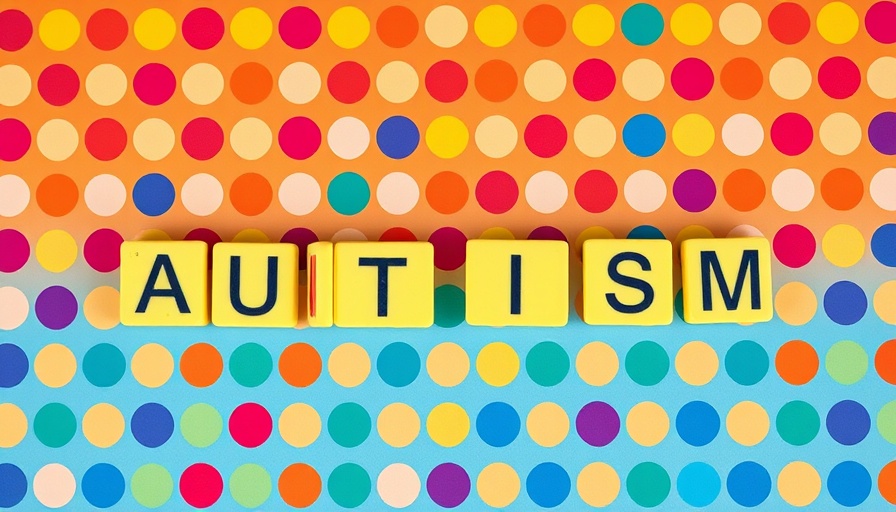 Colorful autism awareness design with letter tiles.