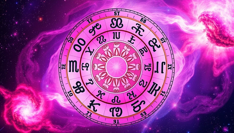 Astrology wheel with zodiac signs in cosmic background for Weekly Health Horoscope Predictions.