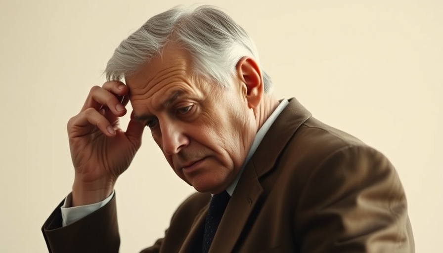 Older man with thoughtful expression in a formal setting for health-tracking devices proposal.