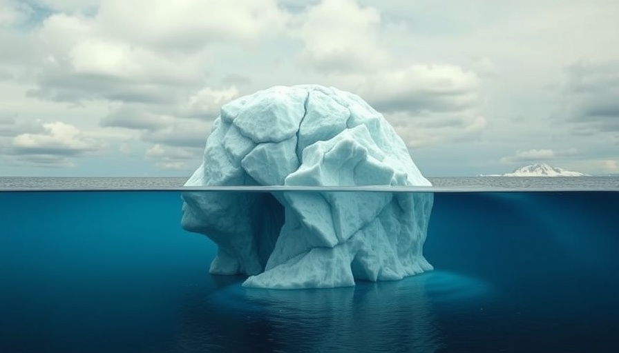 Abstract iceberg head symbolizing dementia in water, reflecting improvements in survival.