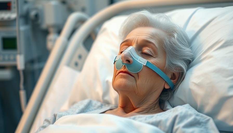 Senior woman with oxygen mask in hospital bed, illustrating prolonged emergency department stays seniors.