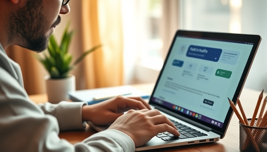 Person reviewing long-term health coverage on laptop in Muskegon.