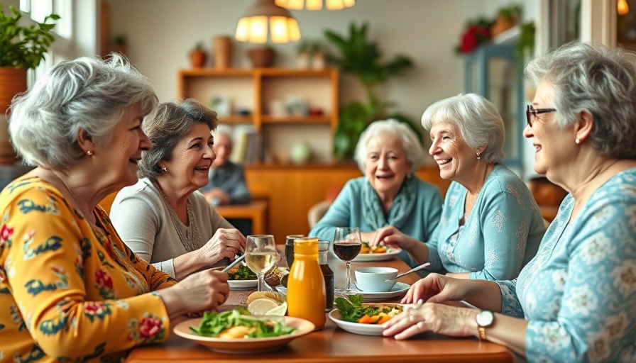 Seniors enjoying a plant-based program meal together.