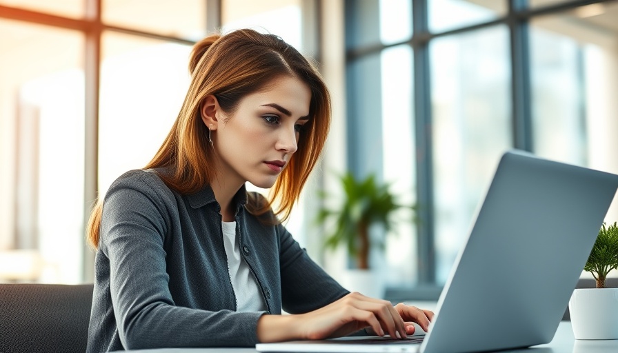 Focused woman analyzing financial graphs in modern office.