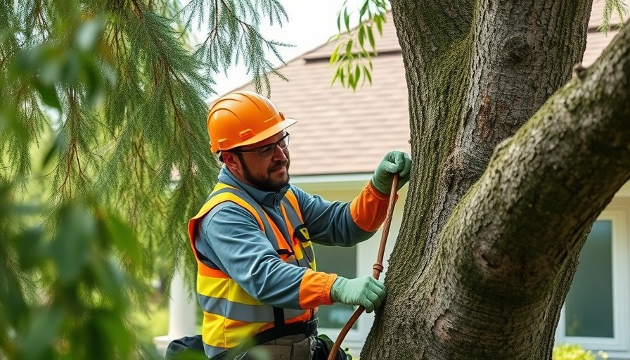 Professional tree surgeon pruning a tree, tree and landscape care expansion services.
