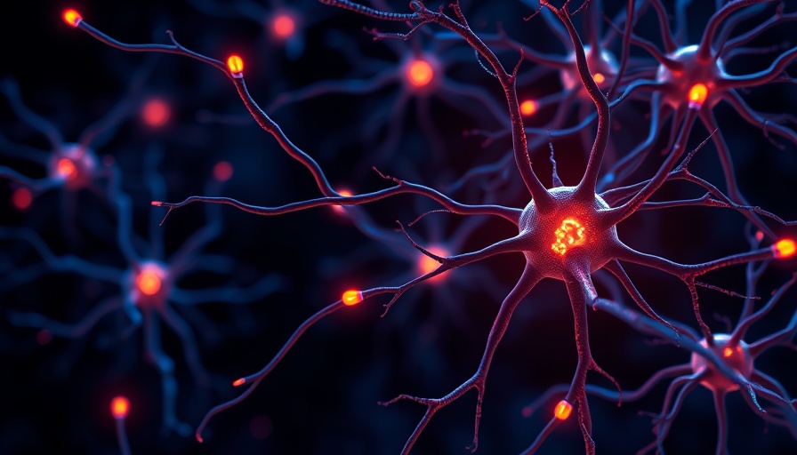 Neurons in autism model depicting glowing synapses and neural connections.