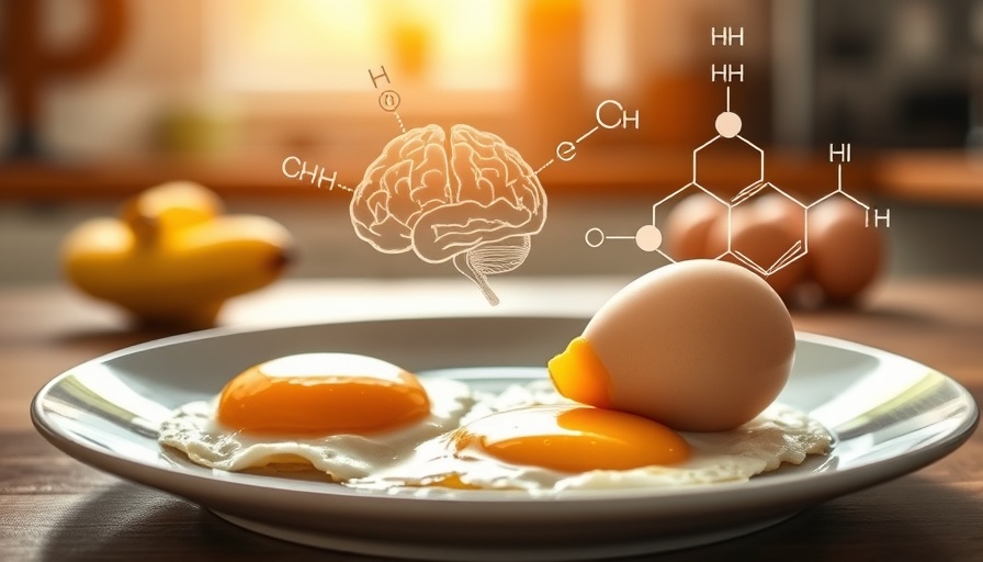Fried eggs with brain symbols illustrating eating eggs lower Alzheimer's risk.