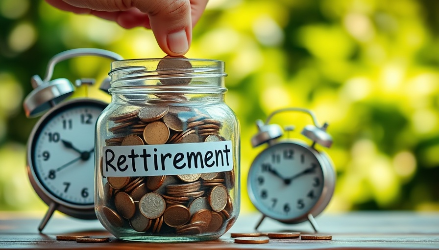 Jar labeled 'Retirement' with coins beside an alarm clock, about retirement age eligibility rules.