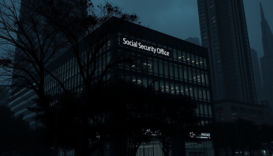 Social Security building in Muskegon with a prominent sign.
