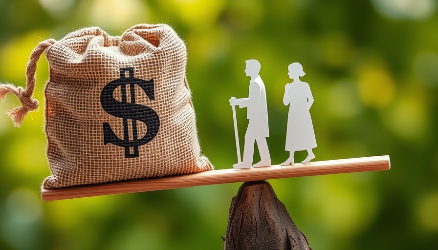 Maximum Social Security retirement benefit symbolized by balance scale with money and elderly couple.