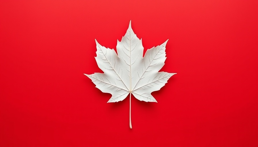 White maple leaf on a red background, minimalist design.