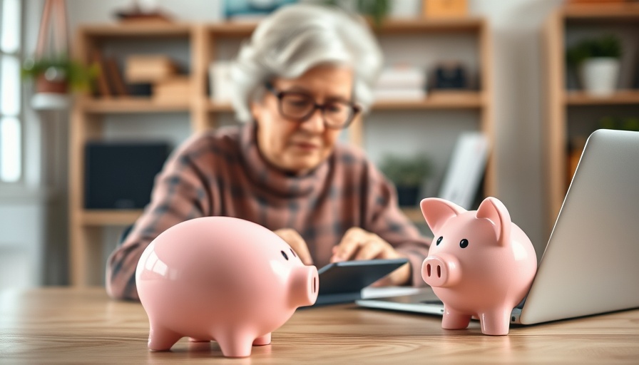 Senior examining $6,000 tax deduction details with piggy bank