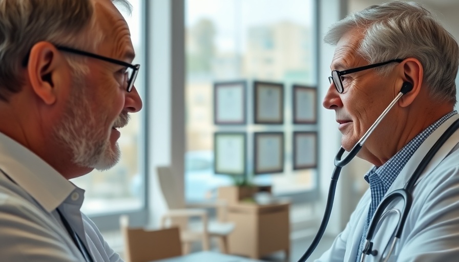 Senior man in medical examination assessing dementia risk.