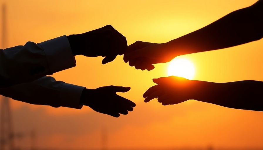 Hands passing baton at sunset symbolizing financial advisors succession planning.