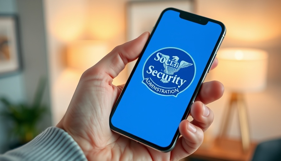 Close-up of smartphone showing Social Security Administration logo.