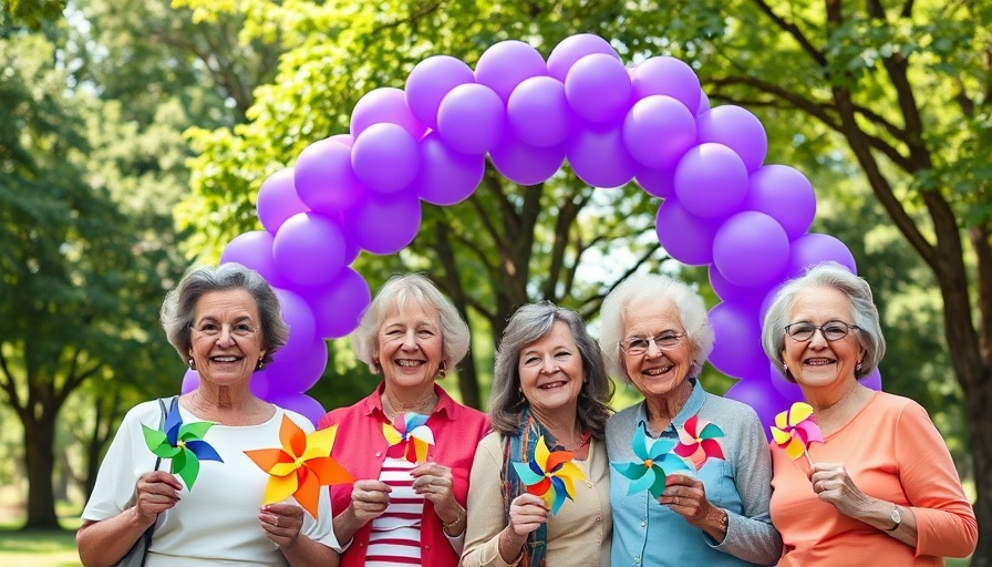 Joyful participants at Alzheimer’s Association Walk Moore County under balloon arch.