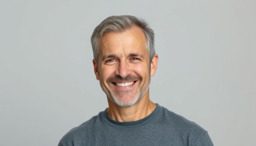 Portrait of a middle-aged man smiling against a plain backdrop.