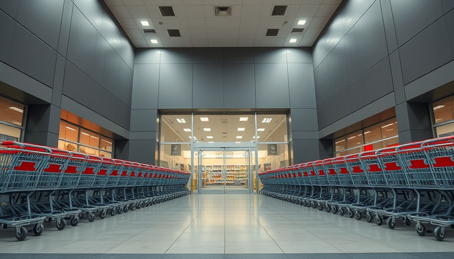 Entrance of a retail store with shopping carts.