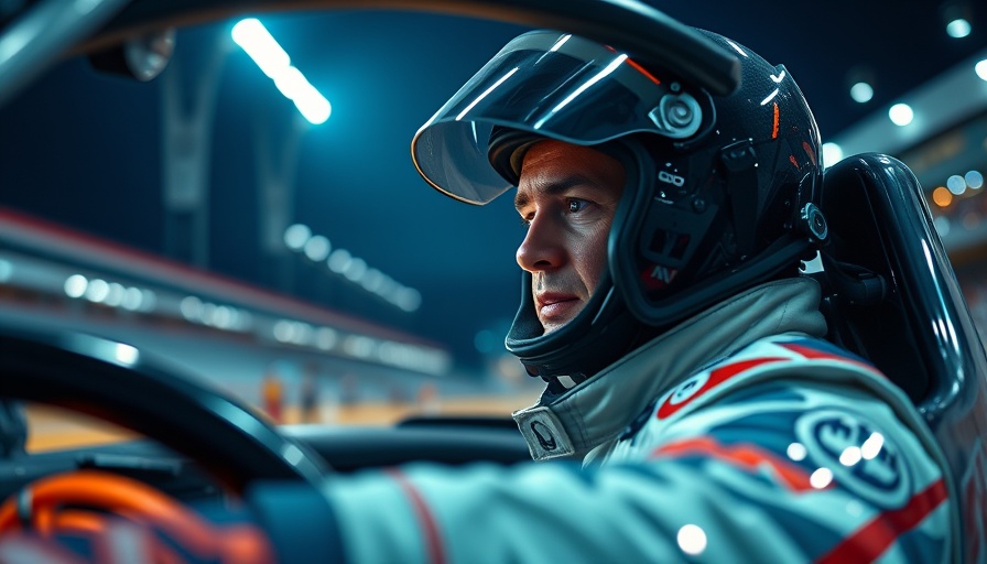F1 driver focuses before race entry, showcasing neck strength readiness.