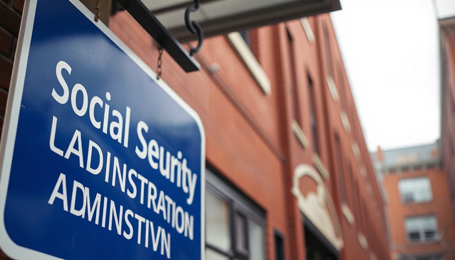 Social Security retirement info center Muskegon sign under metal awning.