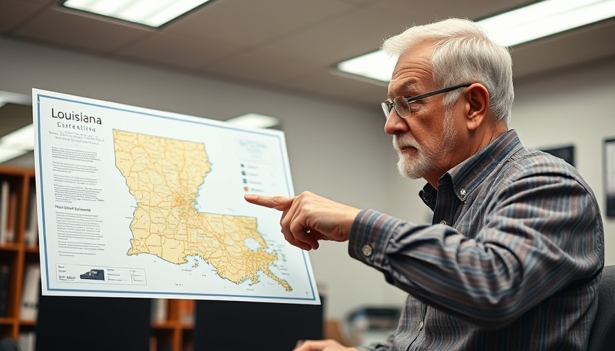 Man examining Louisiana map, relevant to Medicare Advantage plans