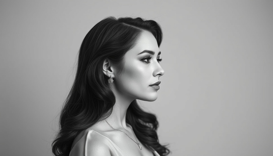 Elegant profile portrait of a silent movie star, timeless black and white.