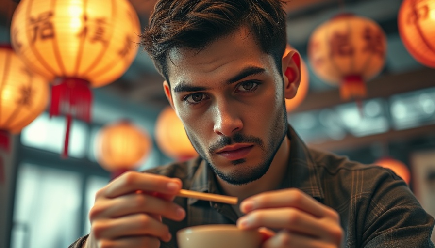 Man contemplating with chopsticks in hand, Karate Kid Harsh Truth Daniel LaRusso theme.