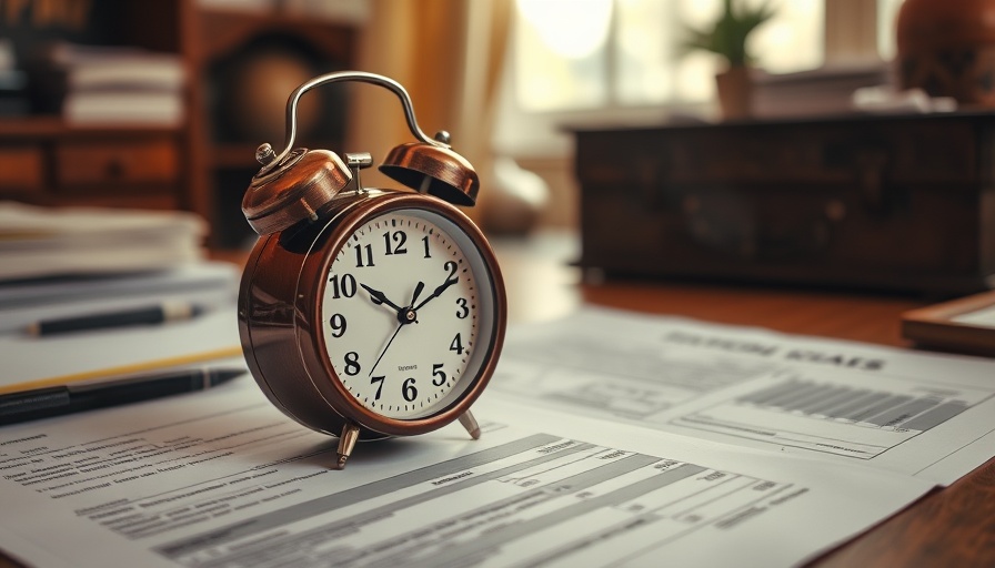 Vintage clock on tax forms related to New Jersey Senior Freeze program 2025.