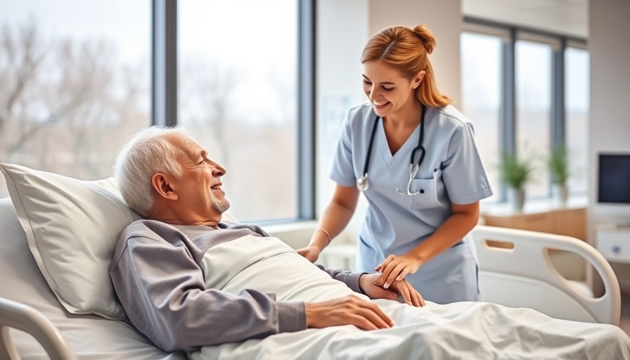 Elderly man with nurse, mild cognitive impairment setting.