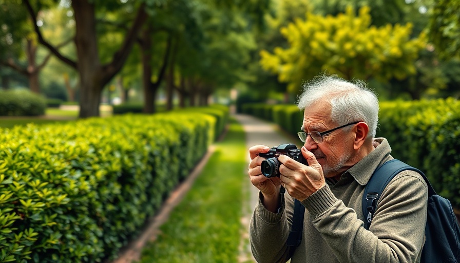 Elderly man photographing in park, understanding your Medicare coverage