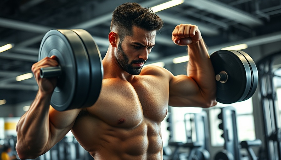 Man lifting weights in a gym, intense focus on training.